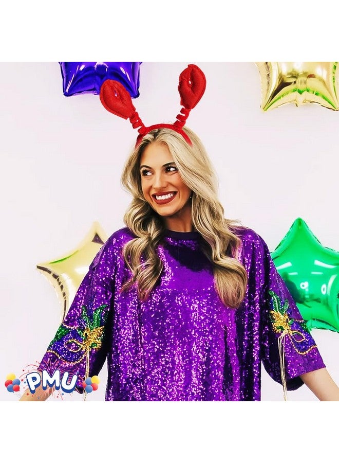 PMU Mardi Gras Red Crawfish Lobster Headband Holiday Party Headwear Costume For Men And Women (1 Pkg) Pkg 1 - Image 3
