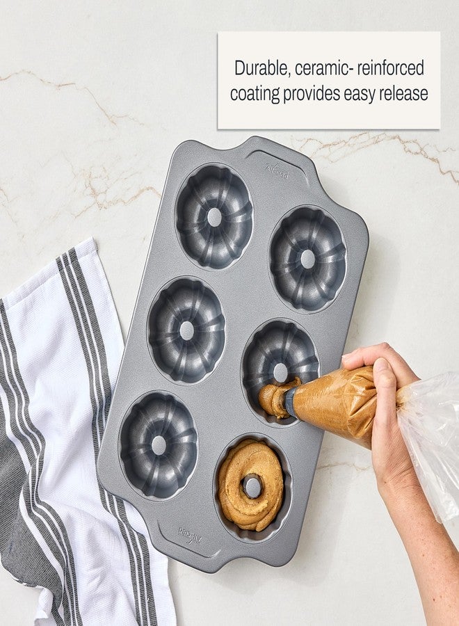 اول-كلاد قوالب خبز غير لاصقة من All-Clad Pro-Relase، قالب كيك صغير مضلع، سعة 6 أكواب، قوالب خبز صغيرة، شوكوفلان، دونات، خبز الذرة، براونيز، كيكة الباوند، طلاء غير لاصق متين مدعم بالسيراميك، رمادي - Image 4