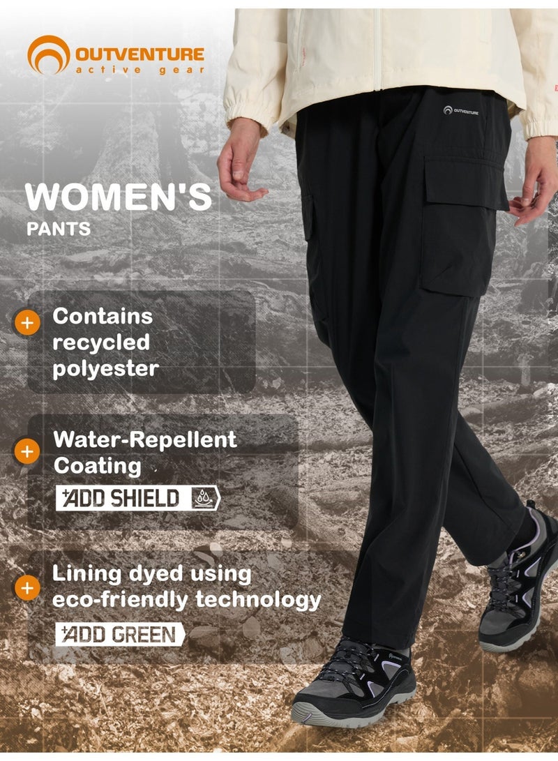 Outventure Women's Black Trousers +ADD GREEN Technology, Water-Repellent +ADD SHIELD, Reflective Elements, 4 Pockets, Ideal for Hiking & Outdoo - Image 2