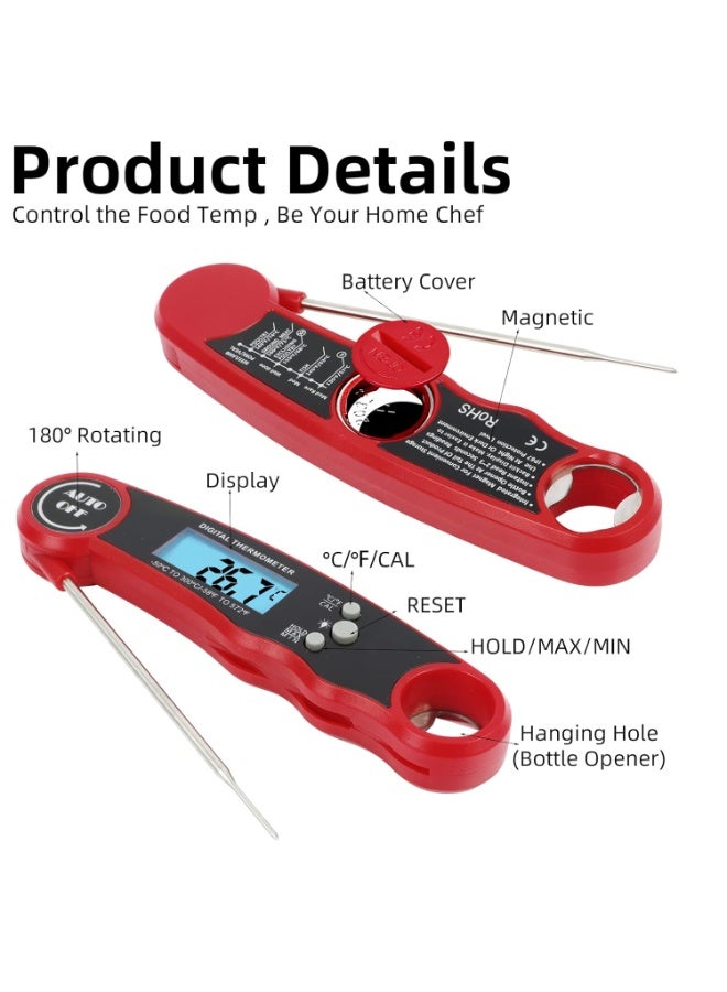 بتيمفم ميزان حرارة رقمي للحوم سريع القراءة، مقاوم للماء وسريع للطهي، مزود بمسبار قابل للطي وشاشة LCD بإضاءة خلفية، مناسب للشواء، والمطبخ، والاستخدام الخارجي. - Image 2