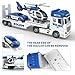 Dwi Dowellin Toddler Boy Toys for 3 4 5 6 Year Old 25 Semi Truck Toy with Racing Car and Helicopter Police ToysBirthday Gifts for Kids Child 2 3 4 5 6 Years Old - Image 4
