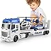 Dwi Dowellin Toddler Boy Toys for 3 4 5 6 Year Old 25 Semi Truck Toy with Racing Car and Helicopter Police ToysBirthday Gifts for Kids Child 2 3 4 5 6 Years Old - Image 3