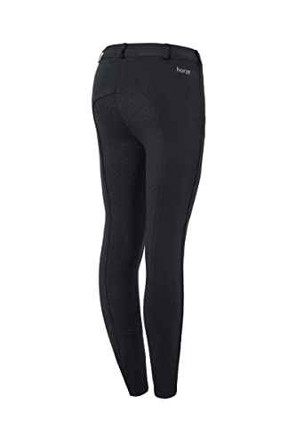 HORZE Active Kids' Unisex Silicone Grip Full Seat Horseback Riding Breeches - Black - XS - Image 1