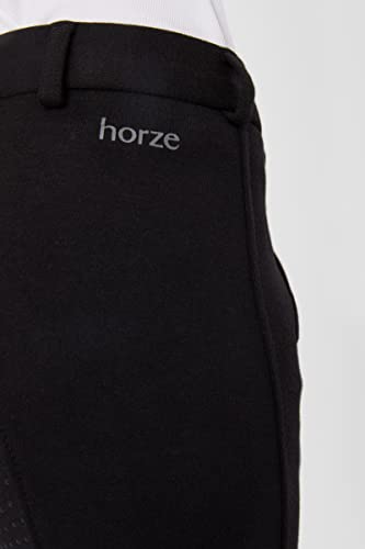 HORZE Active Kids' Unisex Silicone Grip Full Seat Horseback Riding Breeches - Black - XS - Image 5