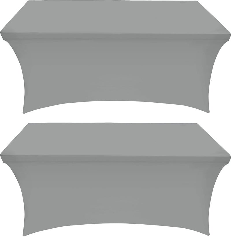 Utopia Kitchen Spandex Tablecloth 2 Pack [6FT  Grey] Tight  Fitted  Washable and Wrinkle Resistant Stretch Rectangular Patio Table Cover for Event  Wedding  Banquet & Parties [72Lx30Wx30H Inch] - Image 1