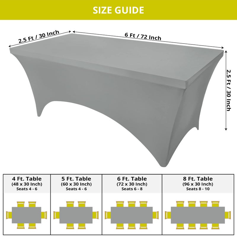 Utopia Kitchen Spandex Tablecloth 2 Pack [6FT  Grey] Tight  Fitted  Washable and Wrinkle Resistant Stretch Rectangular Patio Table Cover for Event  Wedding  Banquet & Parties [72Lx30Wx30H Inch] - Image 4