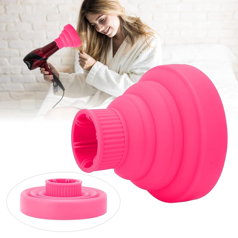 woobles Hair Dryer Diffuser Universal Collapsible Silicone Hair Dryer Diffuser Portable Travel Folding Hair Blow Dryer Diffuser(Pink) Pink - Image 2