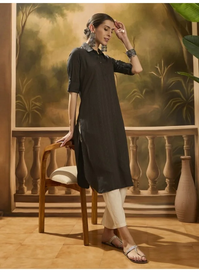 AKS  Black Self Design Pathani Kurta for Women | Best Price UAE