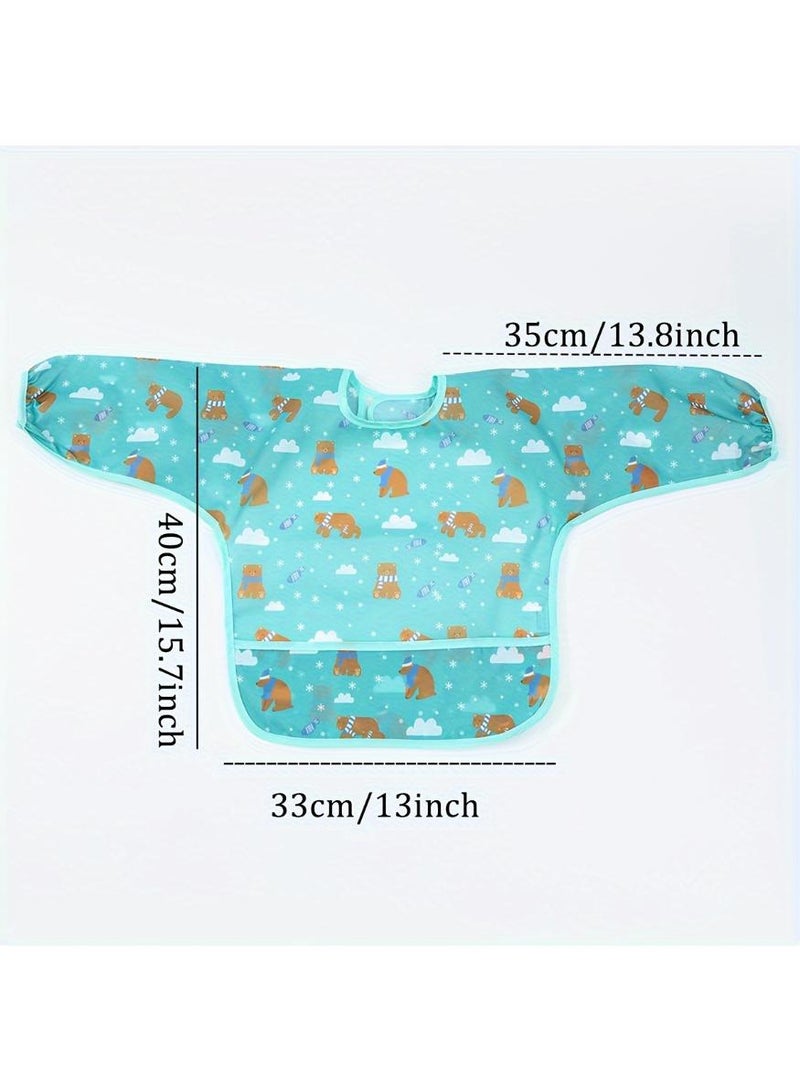 Bebiland 2 Pack Baby Long Sleeve Bibs for Babies Toddlers 0 Months-3 Years, Coverall Weaning Bib, Easy Wipe Clean Soft Waterproof Gifts - Image 2
