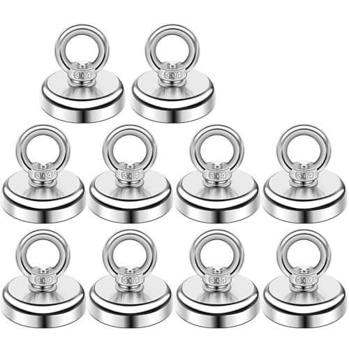 GUDDIES Magnetic Hooks 40 Lbs Heavy Duty Rare Earth Neodymium Magnet Hooks with Countersunk Hole Eyebolt for Home Kitchen Workplace Office and Garage Silver 10 - Image 1