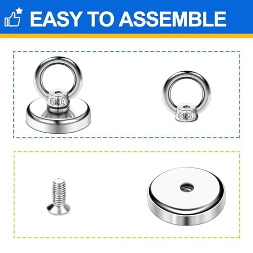GUDDIES Magnetic Hooks 40 Lbs Heavy Duty Rare Earth Neodymium Magnet Hooks with Countersunk Hole Eyebolt for Home Kitchen Workplace Office and Garage Silver 10 - Image 5