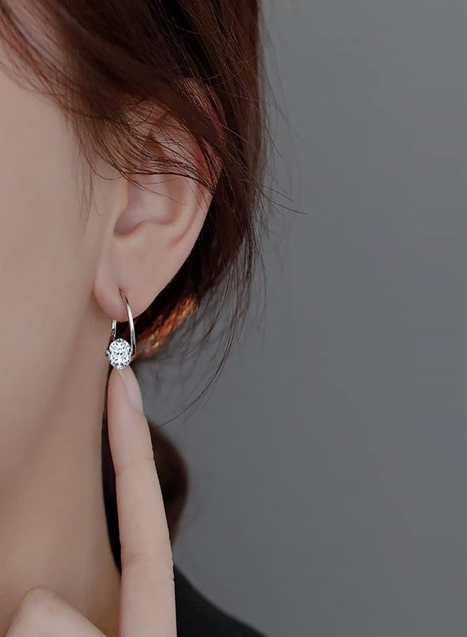 SLUYNZ Solid 925 Sterling Silver Shiny CZ Hoop Earrings for Women Teen Girls 1.6CM Hoop Earrings Unique Oval Earrings Huggie (A-Silver) - Image 3
