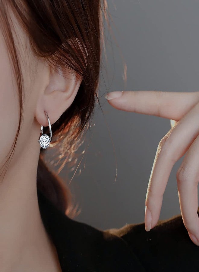 SLUYNZ Solid 925 Sterling Silver Shiny CZ Hoop Earrings for Women Teen Girls 1.6CM Hoop Earrings Unique Oval Earrings Huggie (A-Silver) - Image 2