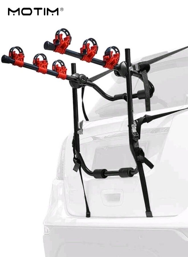 Trunk Mounted Bike Rack, Foldable Bicycle Rear Mount Carrier, Car 3 Bike Carrier Mount, Bicycle Carrier Rack, Rail Hitch Mount Rack for Cars Trunk