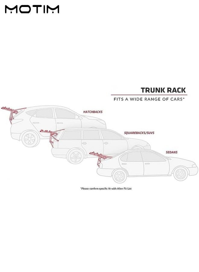 Motim Trunk Mounted Bike Rack, Foldable Bicycle Rear Mount Carrier, Car 3 Bike Carrier Mount, Bicycle Carrier Rack, Rail Hitch Mount Rack for Cars Trunk - Image 4