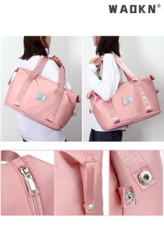 WAOKN Women's Portable Dry and Wet Separation Gym Sacks, Large-capacity Business Trip Storage Bag Luggage Sports Bag Trolley Bag, Waterproof Leisure Travel Bag Carrying Bag for Ladies（Pink）  - Image 3