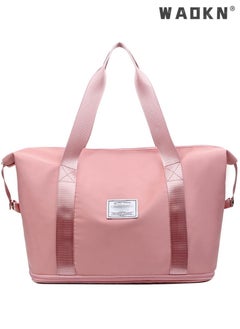 WAOKN Women's Portable Dry and Wet Separation Gym Sacks, Large-capacity Business Trip Storage Bag Luggage Sports Bag Trolley Bag, Waterproof Leisure Travel Bag Carrying Bag for Ladies（Pink）  - Image 1
