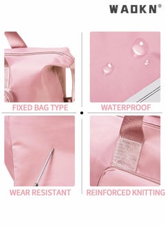 WAOKN Women's Portable Dry and Wet Separation Gym Sacks, Large-capacity Business Trip Storage Bag Luggage Sports Bag Trolley Bag, Waterproof Leisure Travel Bag Carrying Bag for Ladies（Pink）  - Image 4