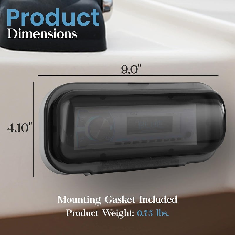 Pyle غطاء ستيريو بحري مقاوم للماء - واقي راديو قارب ثقيل اللون دخاني مع باب قابل للرفع وإطلاق نابض - يشمل حشوة التثبيت - PLMRCW1 - Image 5