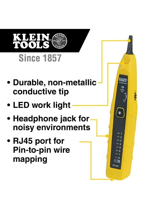 Klein Tools Tone Generator and Probe Kit, Wire Tracer and Tester with Probe Includes Alligator Clips and RJ11 / RJ12 / RJ45 Plug  - Image 4