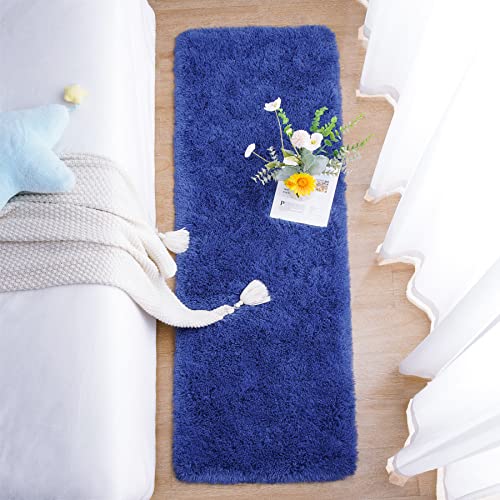 Chicrug Soft Runner Rug for Bedroom Living Room Plush Fluffy Rugs 2x6 Feet, Shag Furry Runner Rug Carpet Non Shedding for Nursery Children Kids Girls Room Home Decorative, Navy - Image 5