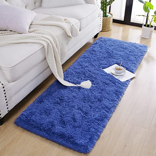 Chicrug Soft Runner Rug for Bedroom Living Room Plush Fluffy Rugs 2x6 Feet, Shag Furry Runner Rug Carpet Non Shedding for Nursery Children Kids Girls Room Home Decorative, Navy - Image 4