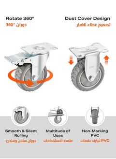 BMB tools 2-Piece Grey Caster - Rigid /100mm - With 2-Piece Grey Caster - Swivel with Brake /100mm  - Image 4