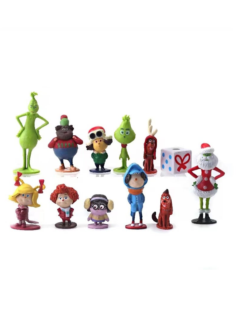 Generic - 12 Pieces of Grinch Action Figures Animation Movie Figures Landscape Ornaments Toys 4 to 9 cm - Image 1