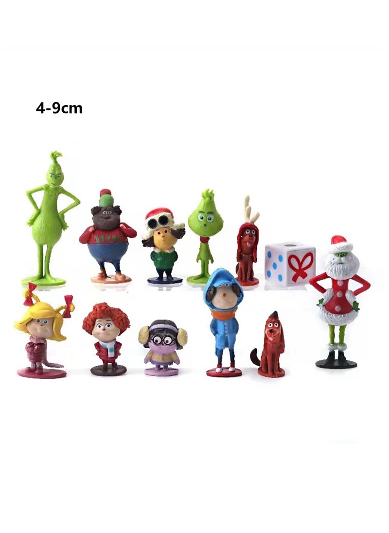 Generic - 12 Pieces of Grinch Action Figures Animation Movie Figures Landscape Ornaments Toys 4 to 9 cm - Image 1