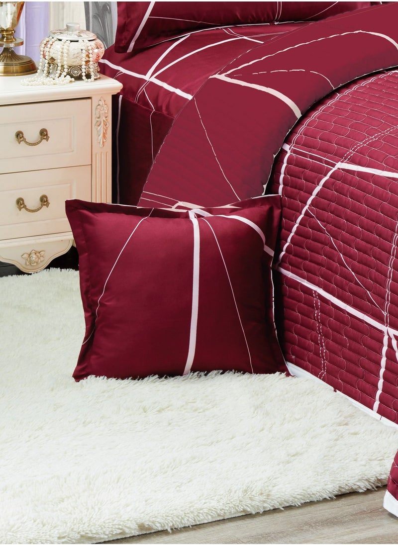 Sleep night Sleep night Compressed 4 Pieces Comforter Set Single Size 160 X 210Cm Reversible Bedding Set for All Seasons Double Side Quilt Stitching Red  - Image 4