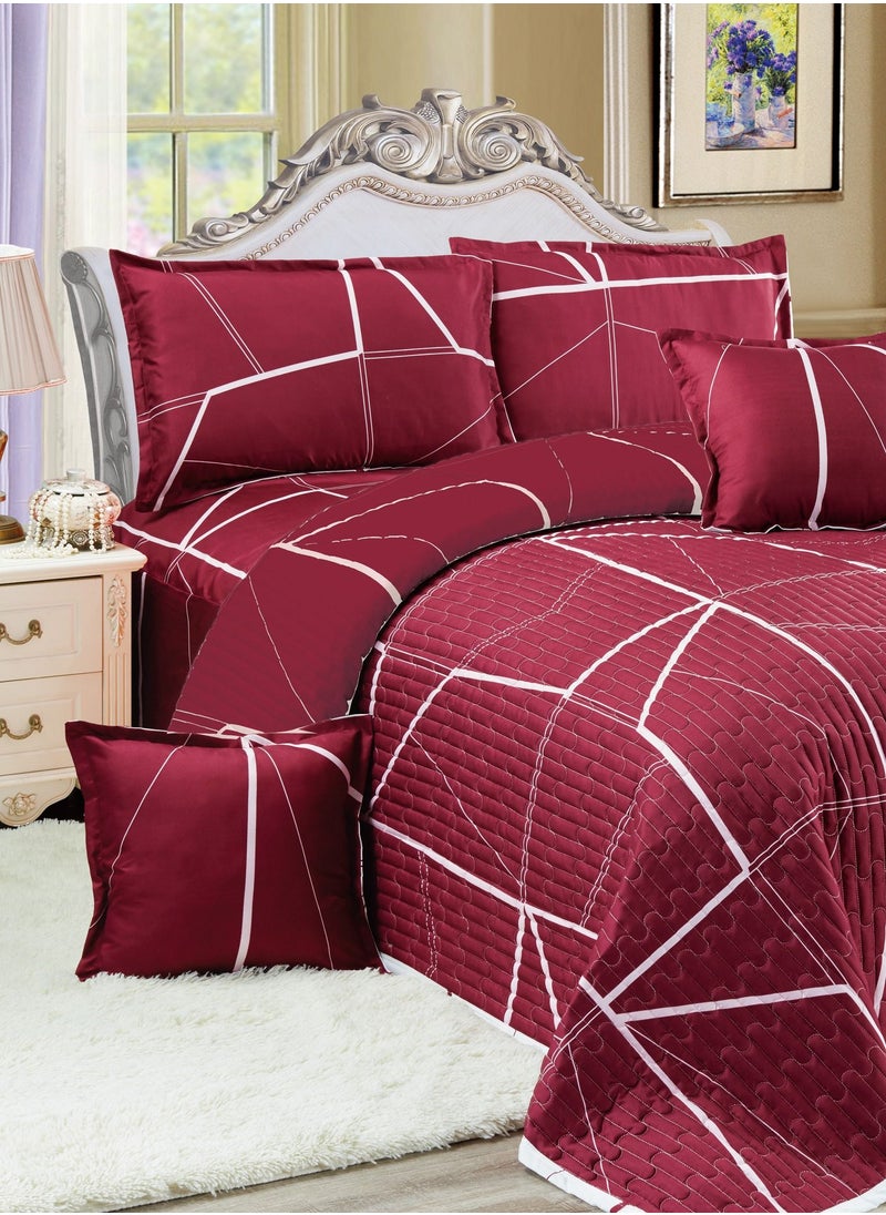 Sleep night Sleep night Compressed 4 Pieces Comforter Set Single Size 160 X 210Cm Reversible Bedding Set for All Seasons Double Side Quilt Stitching Red  - Image 2