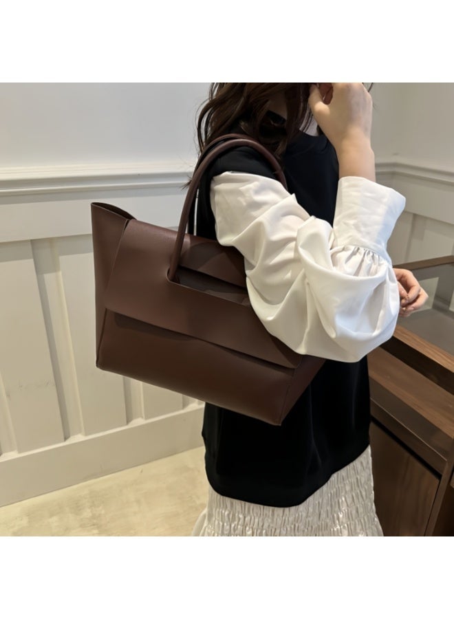 Women's Celine Style Multi-function Tote Handbag - Large Capacity Shoulder & Crossbody Bag, Brown - Image 5