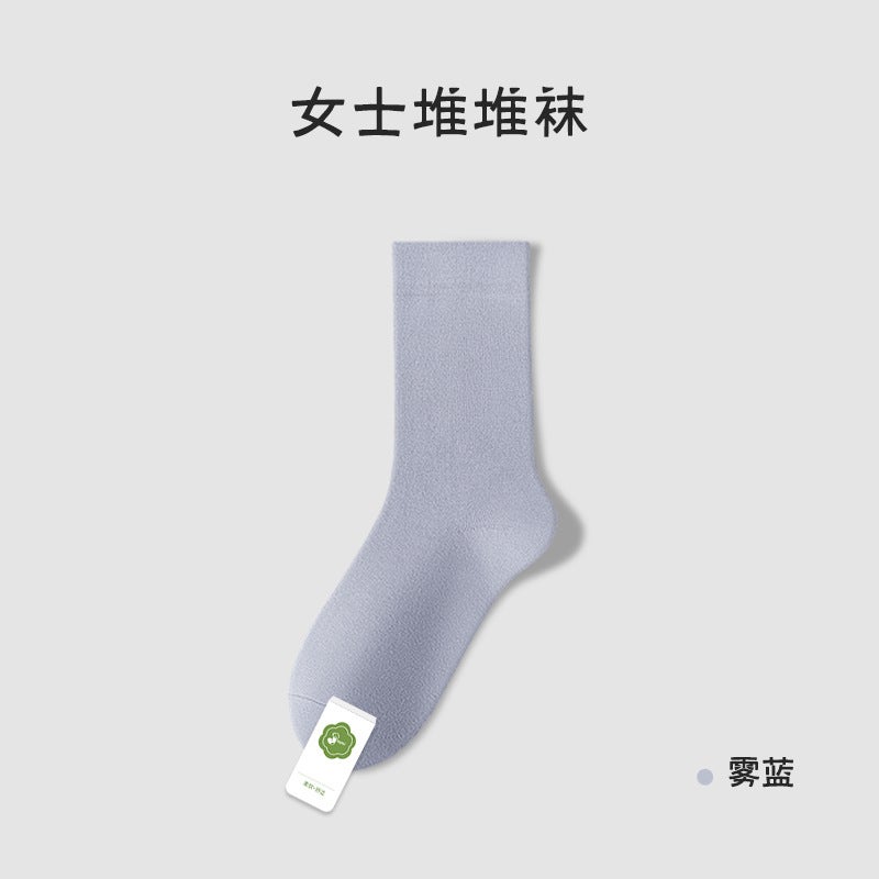 Cotton Lolita Socks Womens Summer Knee-High Fog Blue 