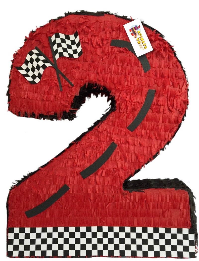 A Pinata 4 U APINATA4U 20 Tall Red Race Car Theme Number Two Pinata Ignite the Party with Two Fast Racecar Themed Fun Start Your Engines and Roll with the Dubs Theme - Image 3