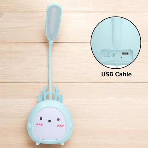 Flenzy Plastic Cute Deer Table LED Desk Lamp with Pen Holder, Blue, Pack of 1 - Image 2
