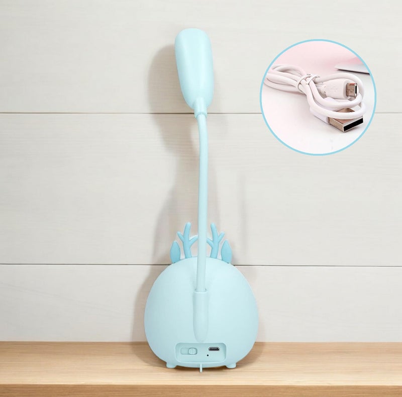 Flenzy Plastic Cute Deer Table LED Desk Lamp with Pen Holder, Blue, Pack of 1 - Image 4