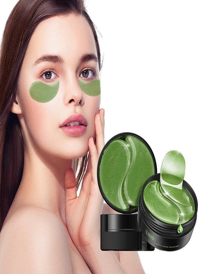 BHAVYAM Seaweed Moisturizing Eye Patches - Green Eye Mask Power Crystal Gel Collagen Mask Great For Anti Aging, Dark Circles & Puffiness (Green Colour) - Image 1