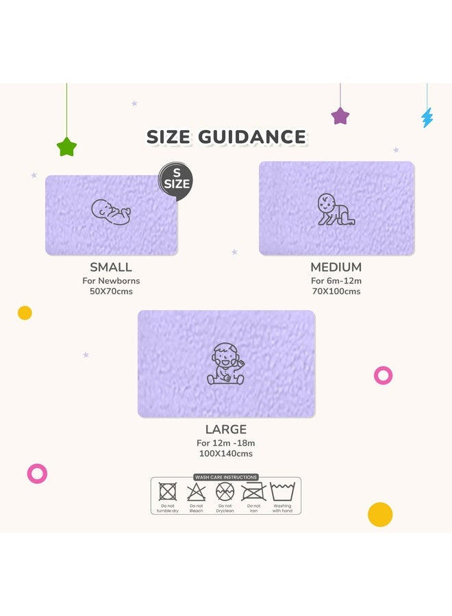 R for Rabbit شريحة بلايس المقاومة للماء سريعة الجفاف للرضع | قماش فليس مضاد للتكتل قابل للتنفس عالي الامتصاص لحماية سرير/مهد الطفل (الحجم-S، بنفسجي) - Image 3