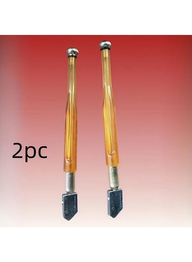 Multifunctional Glass Cutter 2pcs Manual Tile Mirror Cutting Tool Durable Golden Steel - Image 1