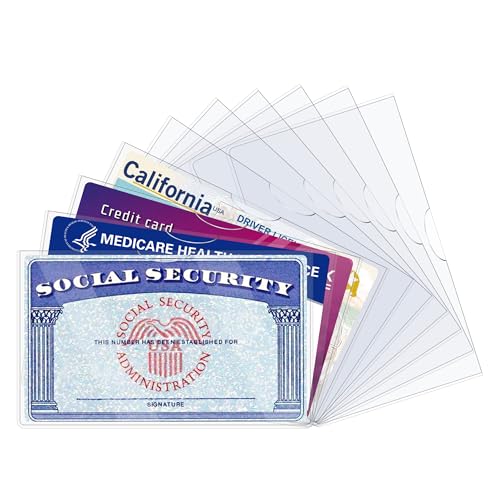 LIEMAND 10 Pack Social Security Card Protector Sleeves, Ultra Clear & Durable 31Mil Waterproof SSN/New Medicare/Credit Card Holder, Soft ID/Debit/Credit/Business Card Holder - Image 1