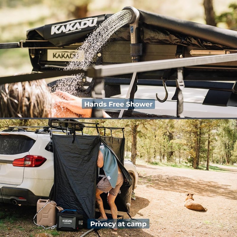 Kakadu Proudly Australian Kakadu Outback Shower Vehicle Tent, Camping Privacy Shelter, Bathroom Tent for Cars – with Roof, LED Light, BlockOut® Technology, Towel Rod, Storage System - Image 4