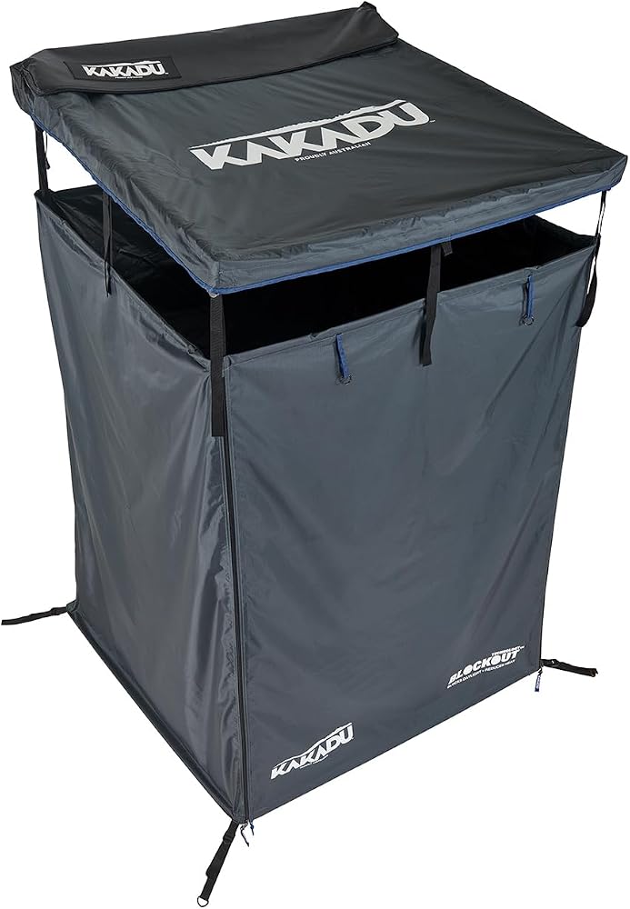 Kakadu Proudly Australian Kakadu Outback Shower Vehicle Tent, Camping Privacy Shelter, Bathroom Tent for Cars – with Roof, LED Light, BlockOut® Technology, Towel Rod, Storage System - Image 1