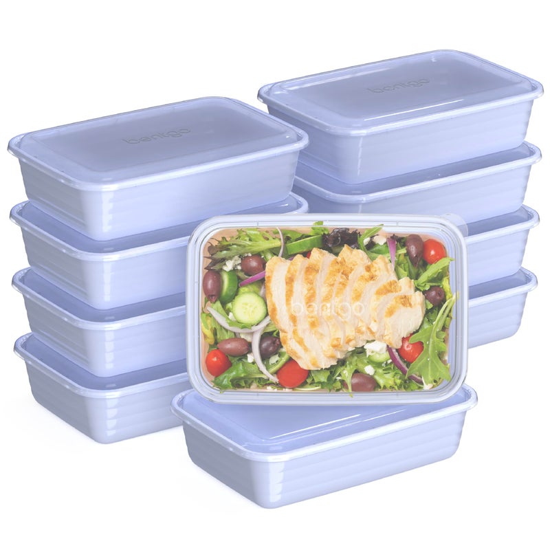 Bentgo 20Piece Lightweight Durable Reusable BPAFree 1Compartment Containers  Microwave Freezer Dishwasher Safe  Periwinkle