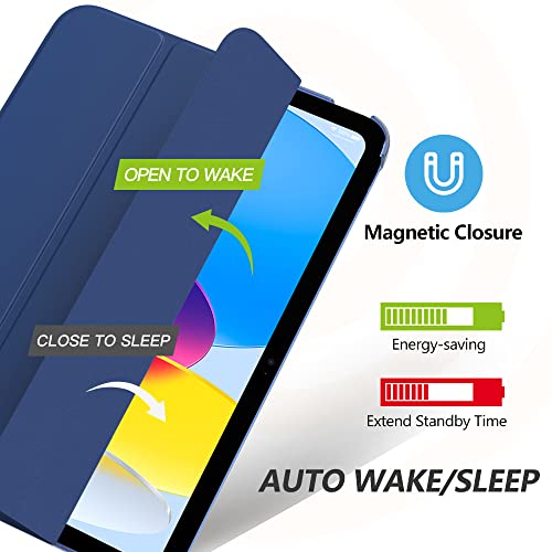 MoKo for iPad (A16) 11th Generation Case 11 Inch 2025, iPad 10th Generation Case 10.9 Inch 2022, Slim Stand Hard PC Translucent Back Shell Smart Cover, Support Touch ID, Auto Wake/Sleep, Navy Blue - Image 4