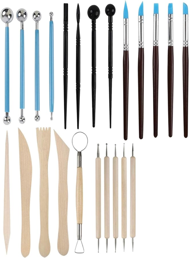Delfino Ball Stylus Dotting Tools, Polymer Modeling Clay Sculpting Tools Set for Sculpture Pottery Modeling Rock Painting Nail Art Painting Kit and Cake Fondant Decoration