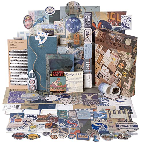 JOYCHOIC Vintage Scrapbooking Supplies Aesthetic Journaling Kit, Scrapbook Papers Quote Stickers TN Notebook Large Collection for Bullet Junk Journal, Planner DIY Arts Craft Collage, Beginners - Image 1