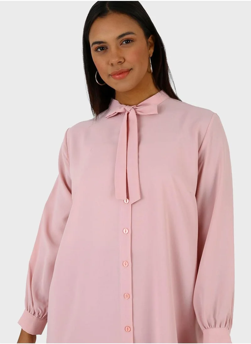 Alia by modanisa Button Down Tie Detail Tunic