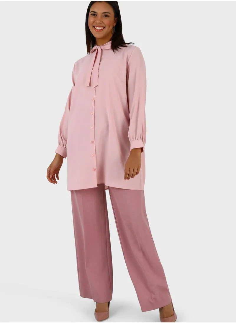 Alia by modanisa Button Down Tie Detail Tunic