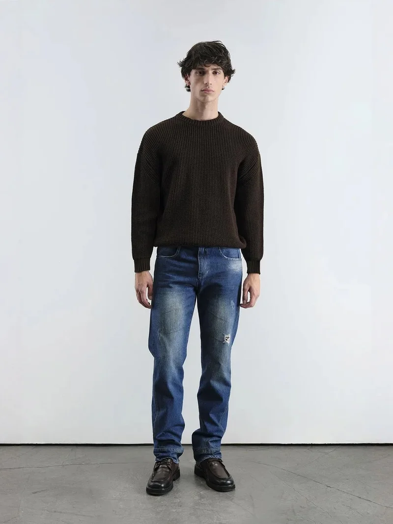 جيستو GIESTO Comfort Fit Ribbed Crew Neck Sweater