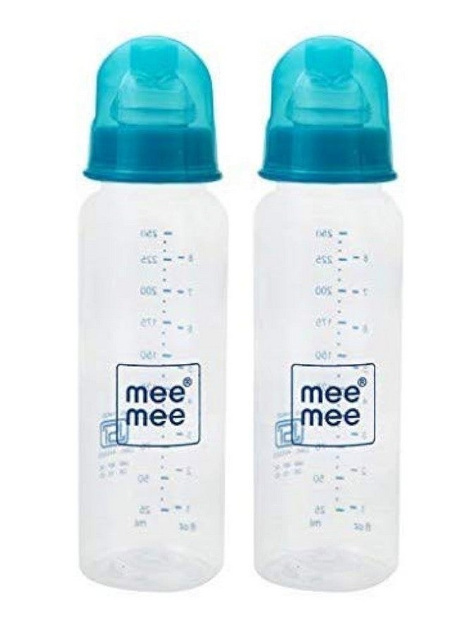 مي مي زجاجة رضاعة مي مي 250 مل | زجاجة حليب أطفال خالية من مادة BPA مع تقنية Eazy Flo وصمام مضاد للمغص وتصميم غير سام ومريح للأطفال حديثي الولادة/الرضع/الأطفال الصغار حتى سن 3 سنوات (أزرق، عبوة من قطعتين) - Image 1